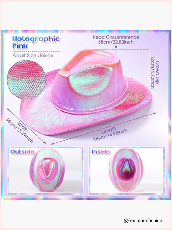12 Pack Glitter Neon Cowgirl Hats with Adjustable Lanyard for Western Parties main image 4
